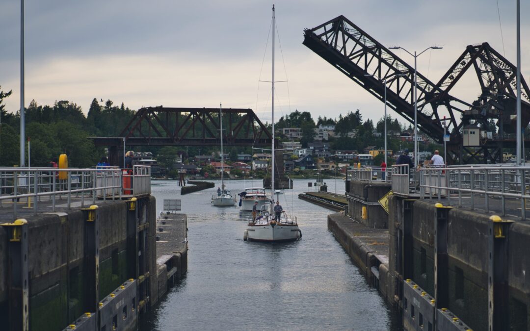 Ballard Locks – Sailboat in the background
