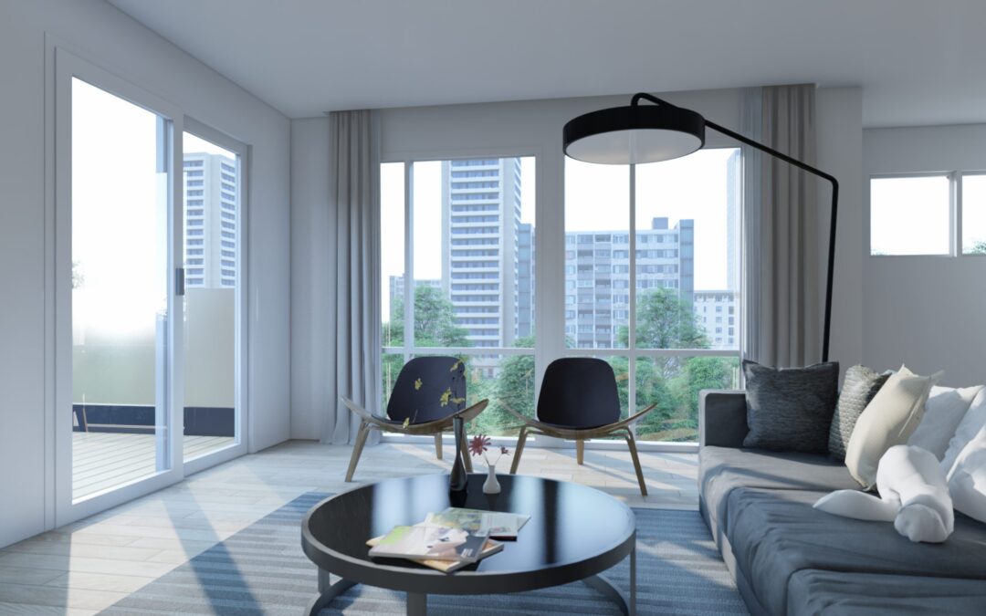 Penthouse Apartment Unit Interior – living room with city view